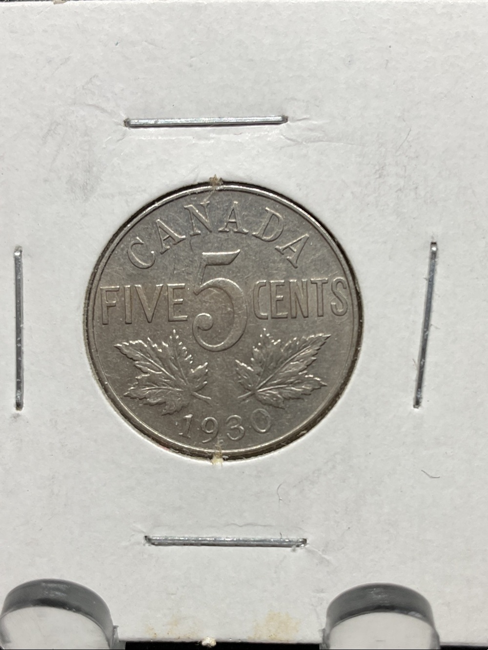 Canada 1930 Five Cents Nickel Coin Strong Detail